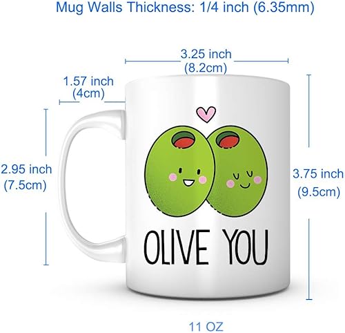 Miniatura 5 de Olive You-Taza de café matutina de 11 onzas para aniversario, romántica, divertida y linda para novio, novia, agradecimiento por amor, Navidad, día