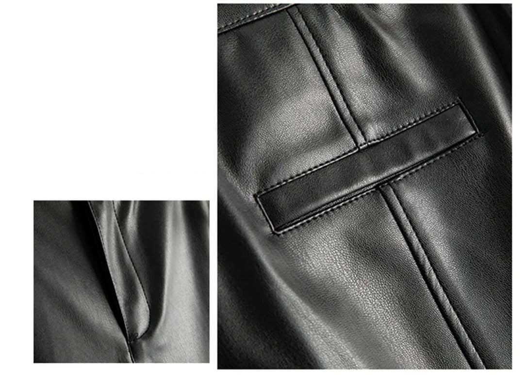 Pantalones de cuero para mujer, cintura alta, sueltos, casuales, pantalones rectos de negocios