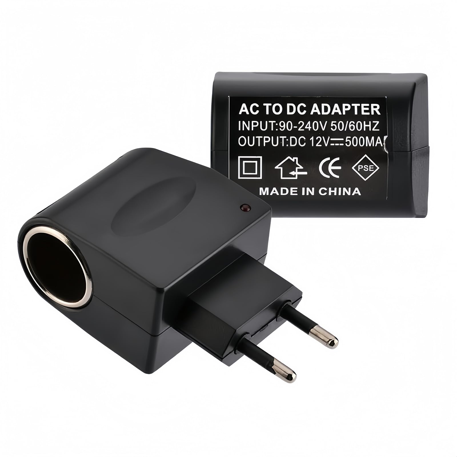 Adapter sieciowy do samochodu, adapter 230 V na 12 V, gniazdo zapalniczki samochodowej AC na DC przetwornica napięcia z wtyczką UE