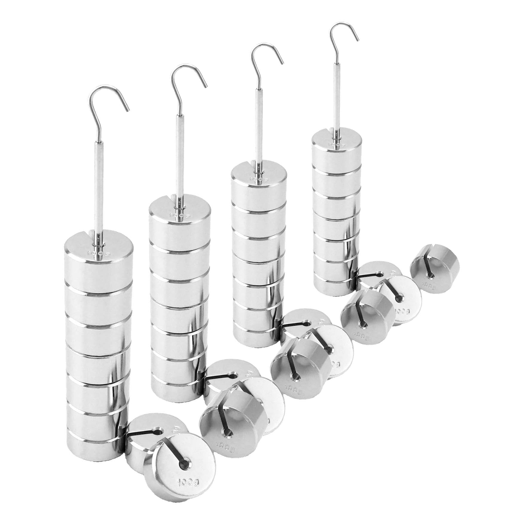 QWORK Lab Slotted Mass Set, 2 Set of Chromium-Plated Metal Slotted Weights, One Set - Total 1000g - Includes 9 Weights (100g Each) & One Hanger (100g) — Amazon image 9