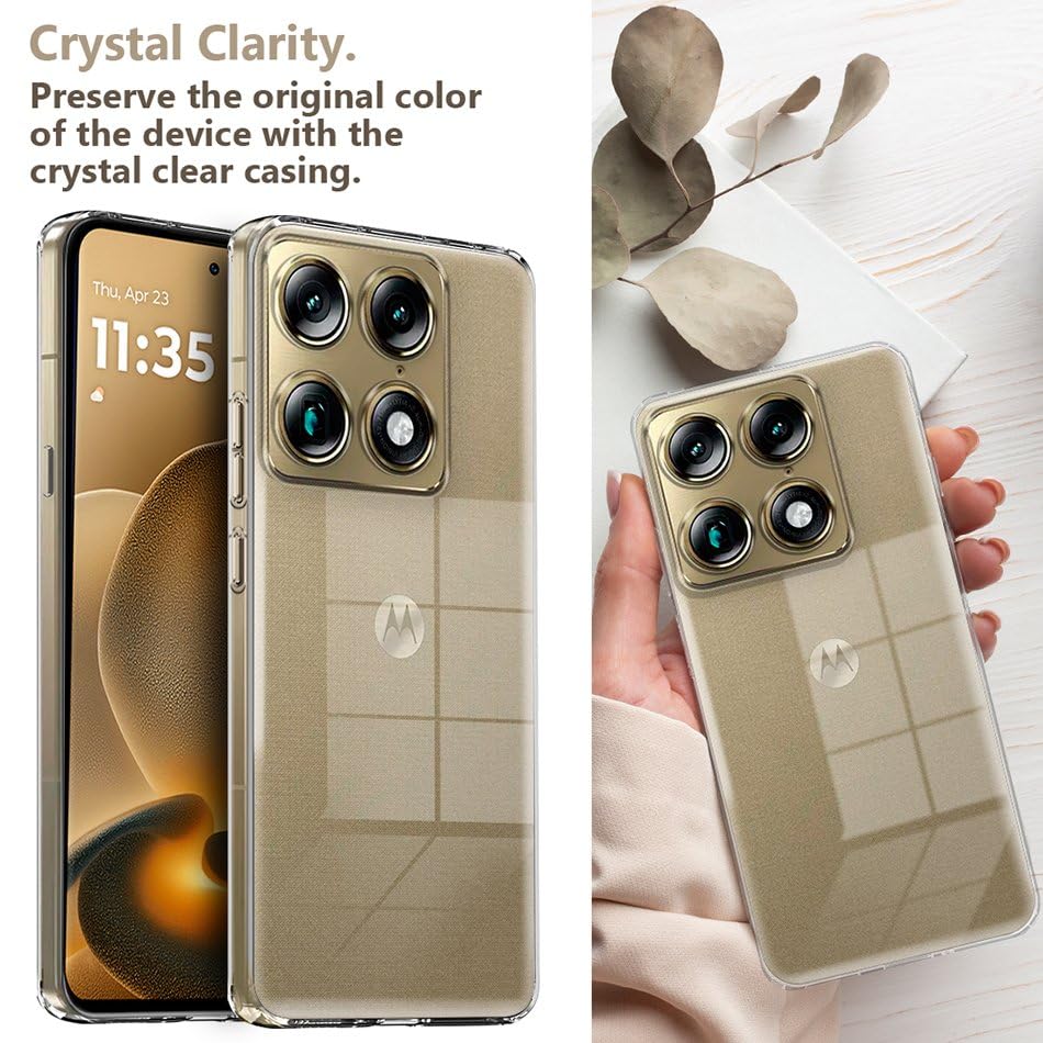 Image of Fashionury Crystal Clear Case for Motorola Signature 5G | Yellowing Resistance | Transparent TPU Silicone | Raised Camera Lips | Slim Transparent Cover