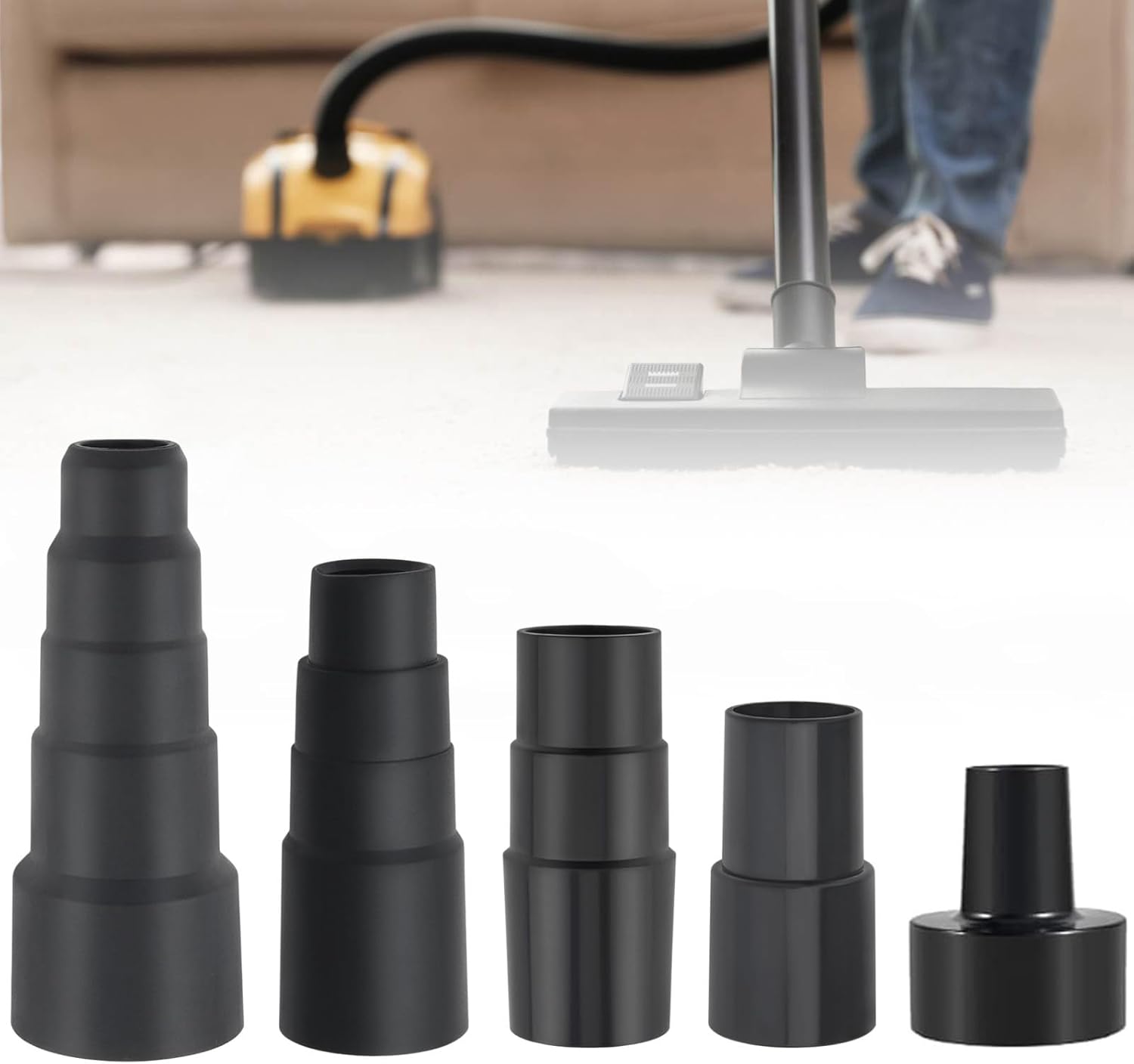 Vacuum Hose Adapters 5Pcs, Shop Vac Vacuum Hose Adapter, 2-1/2 Inch to 1-1/4 Inch; 1-1/4 Inch to 1-3/8 Inch to 1-1/2 Inch; 1-3/8 Inch to 1-1/4,Vacuum Connector Attachment for Wet Dry Shop Vac Cleaner