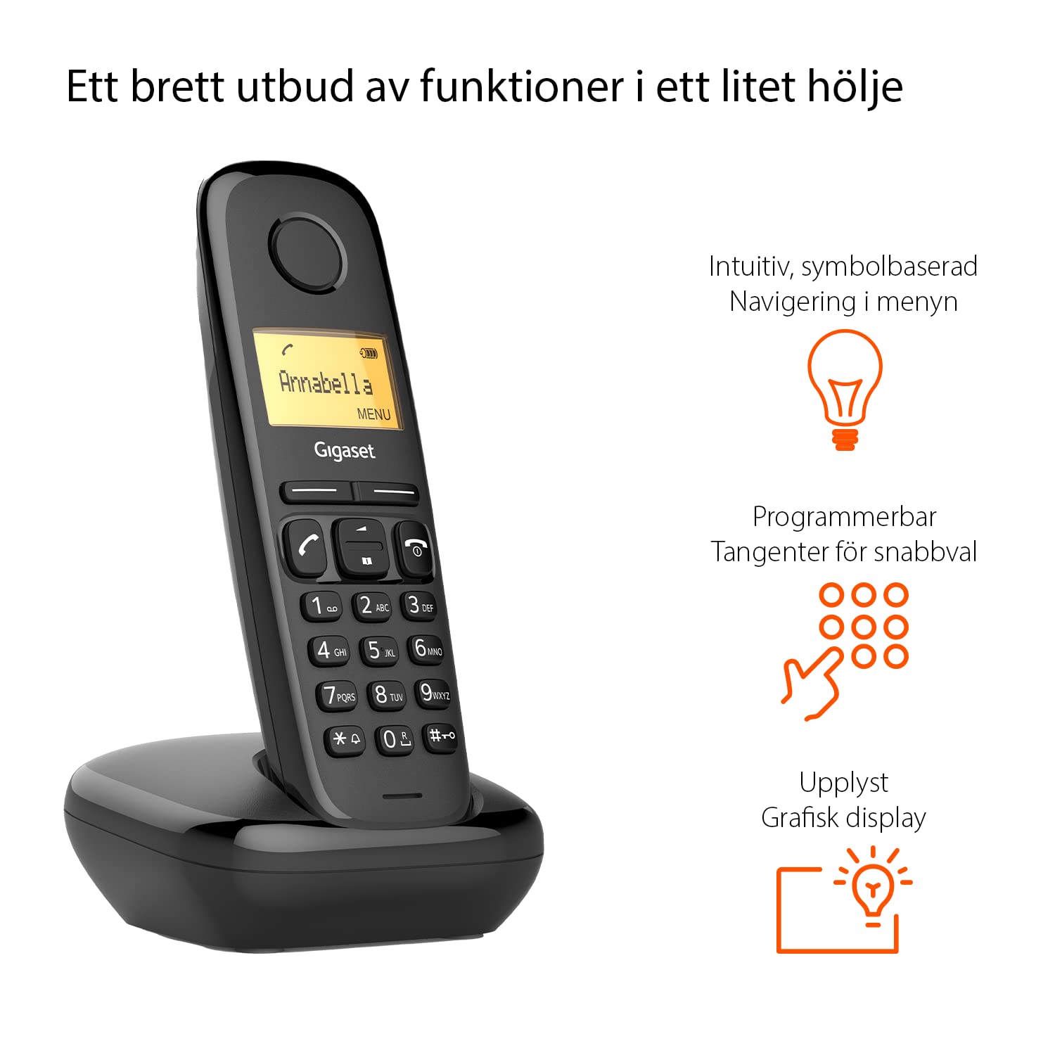 Gigaset A270 Duo - 2 Handys Freisprecheinrichtung - beleuchtete Tastatur und Display - LCD Display mit 3.8 cm - bis zu 200 Stunden Standby-Zeit schwarz