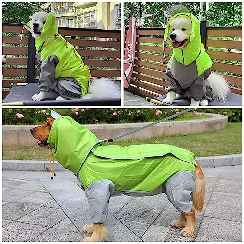 Regenmantel für Hunde,Hunderegenmantel,Wasserdichter Hundemantel mit Kapuze,Leichte Regenjacke Hund Geeignet für Mittlere und Große Hunde den Hundespielplatz und den Urlaub mit Hund -Grün (22)