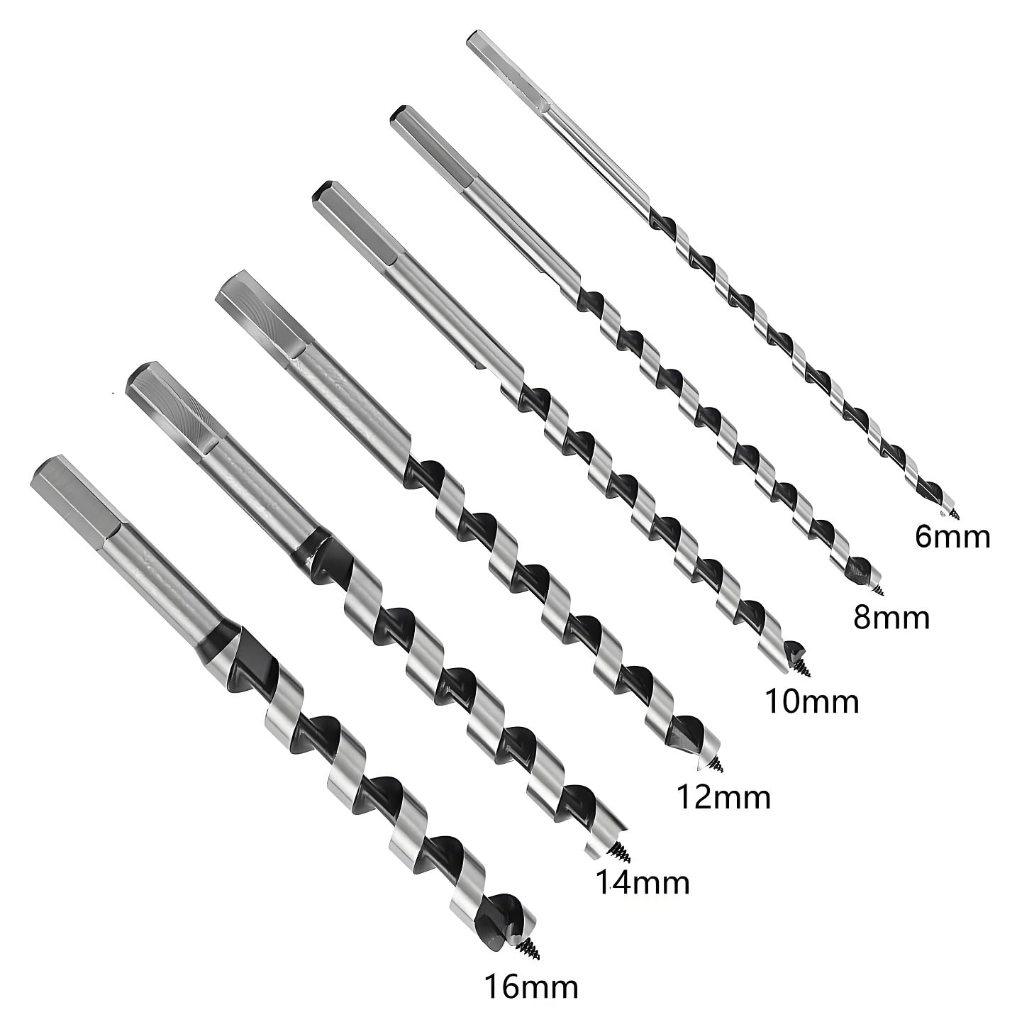 VAONEEY Wood Drill Set 230 mm Long, Auger Drill Bit Wood, 6 Pieces Wood Auger Drill Set including Hexagonal Shank - Image 3