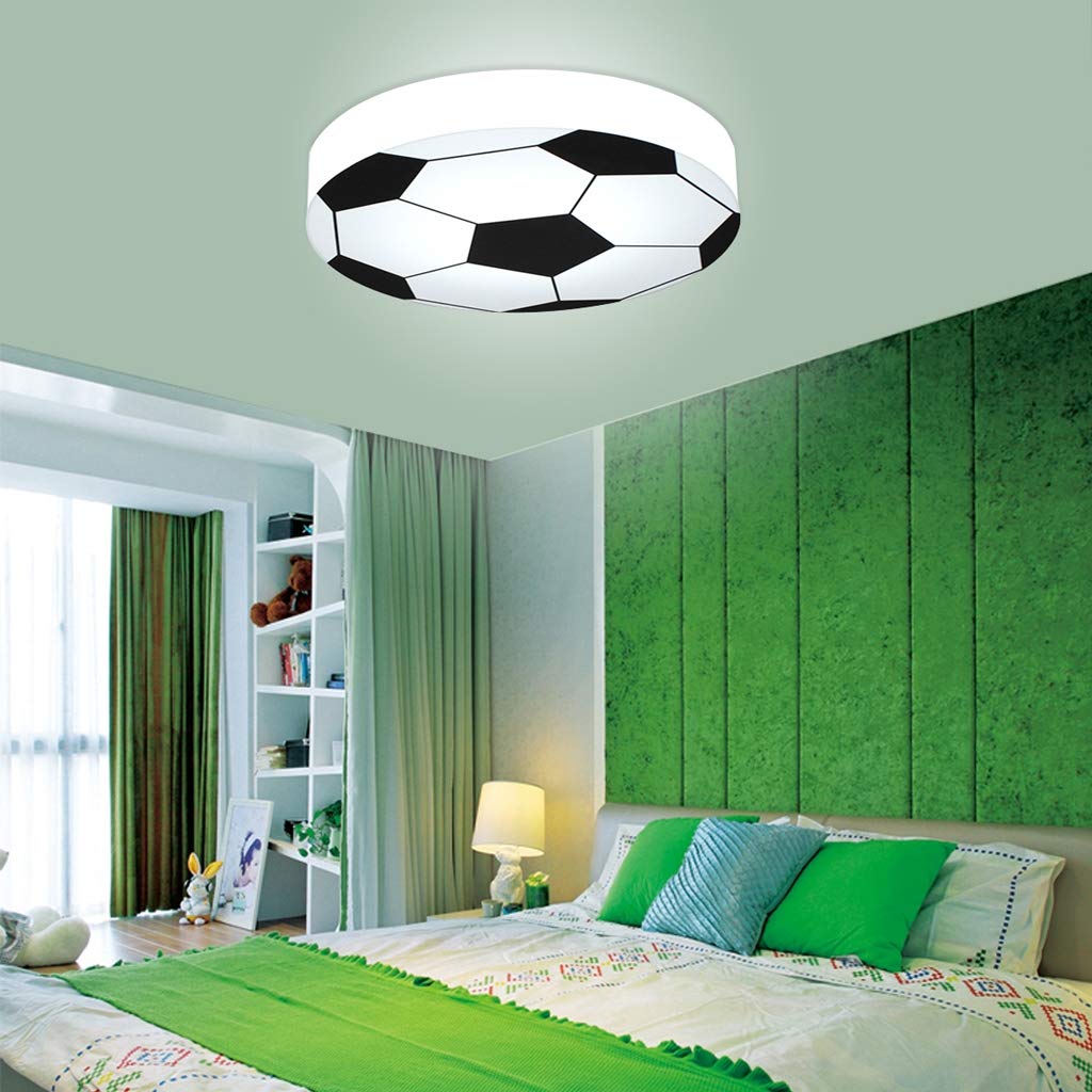 Lumière Chambre Enfant Plafonnier Football LED - Forme Ballon - 30x25cm Jaune - Économique Et Décoratif Lampe Led Ballon Foot
