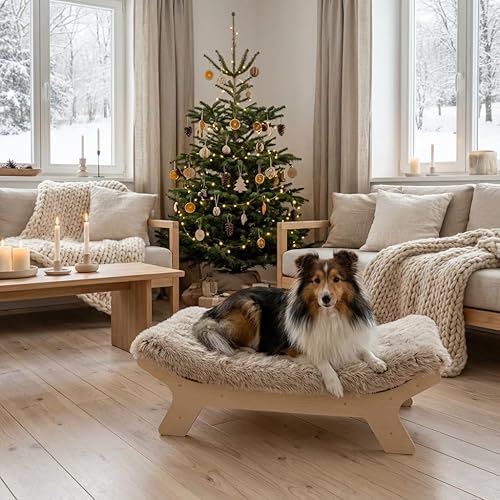 Miniatura 2 de Cama elevada para perros de tamaño mediano con funda lavable, tamaño M natural de hasta 50 libras