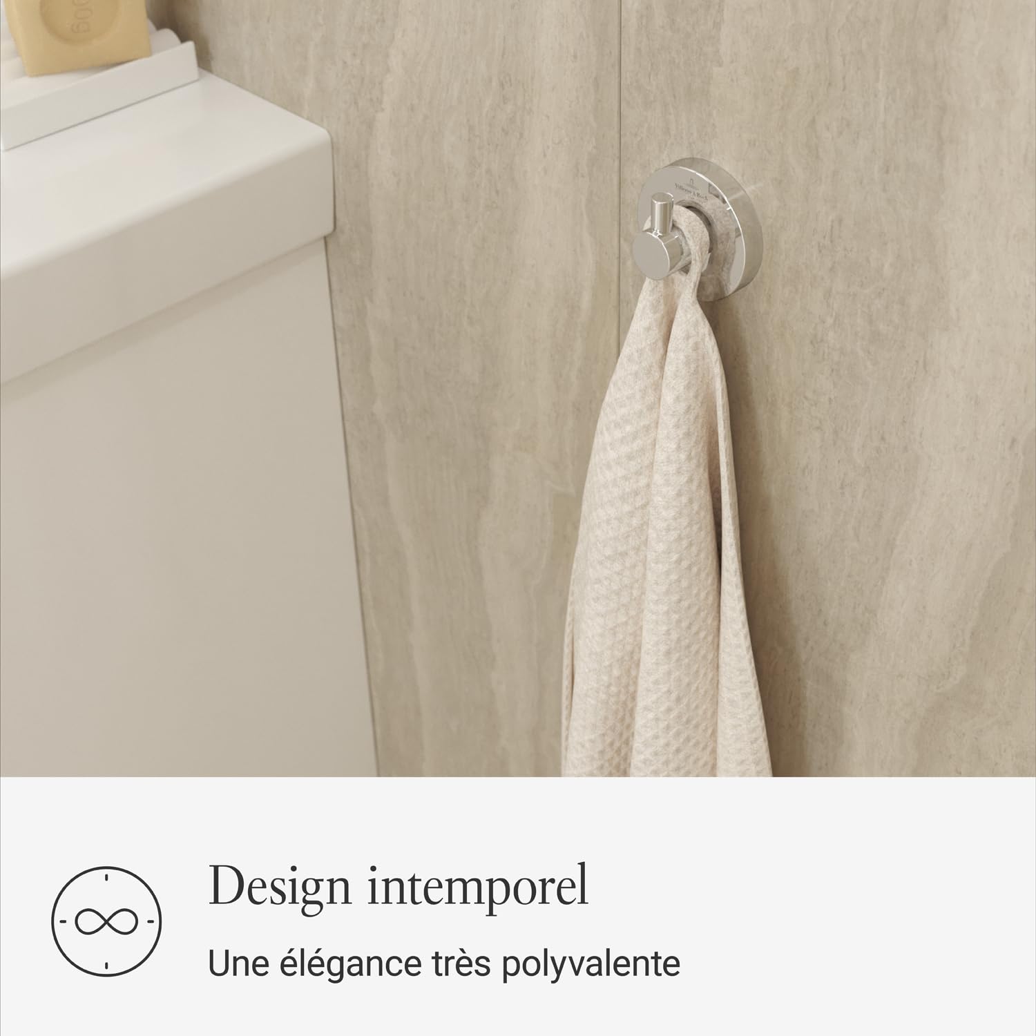 Villeroy & Boch Elements Tender crochet pour serviettes, rond – Chrome | Adapté pour un montage mural, en zinc, 54 x 32 x 54 mm, TVA15101100061