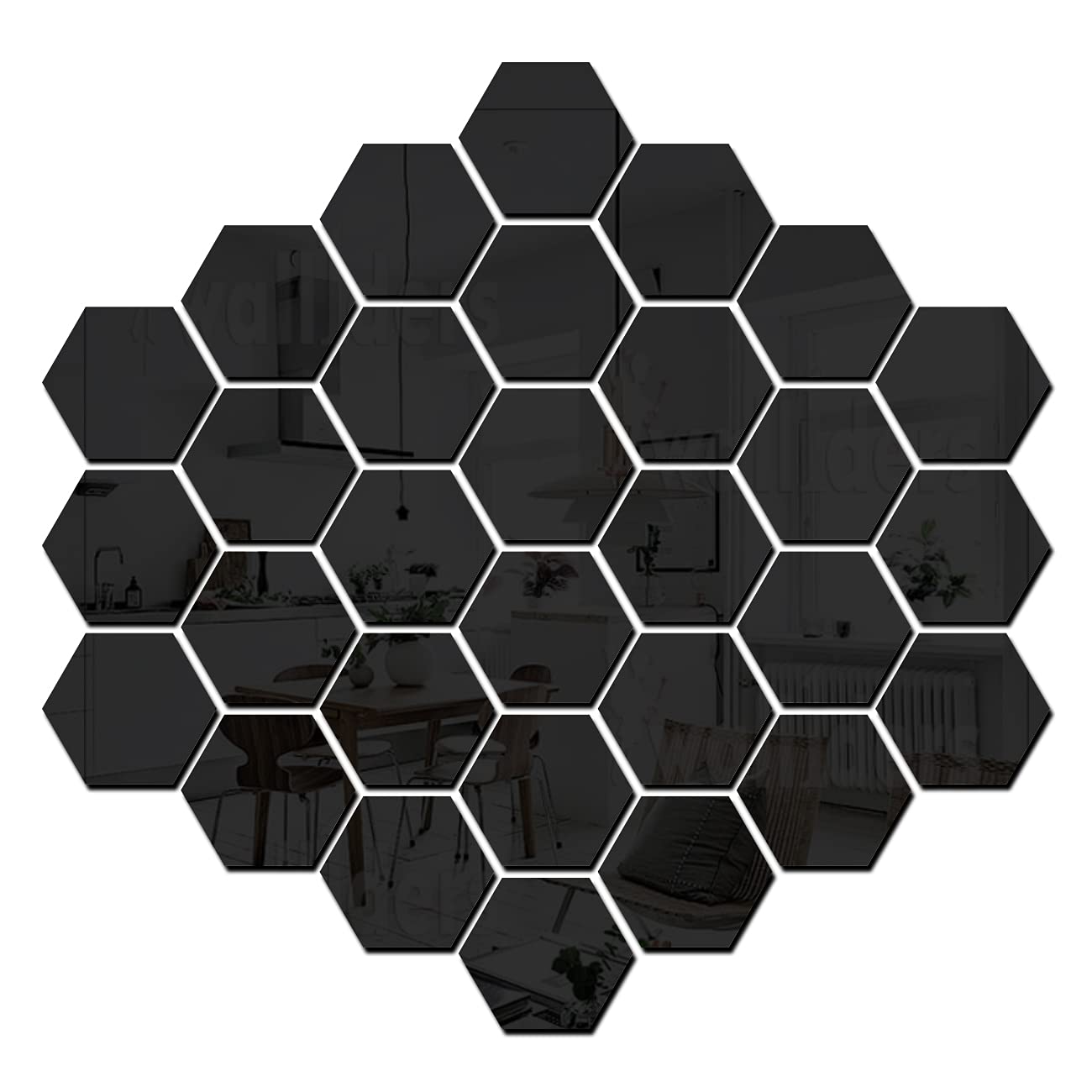 Buy Wall1ders 30 Hexagon Mirror Wall Stickers with 10 Butterfly, Mirror