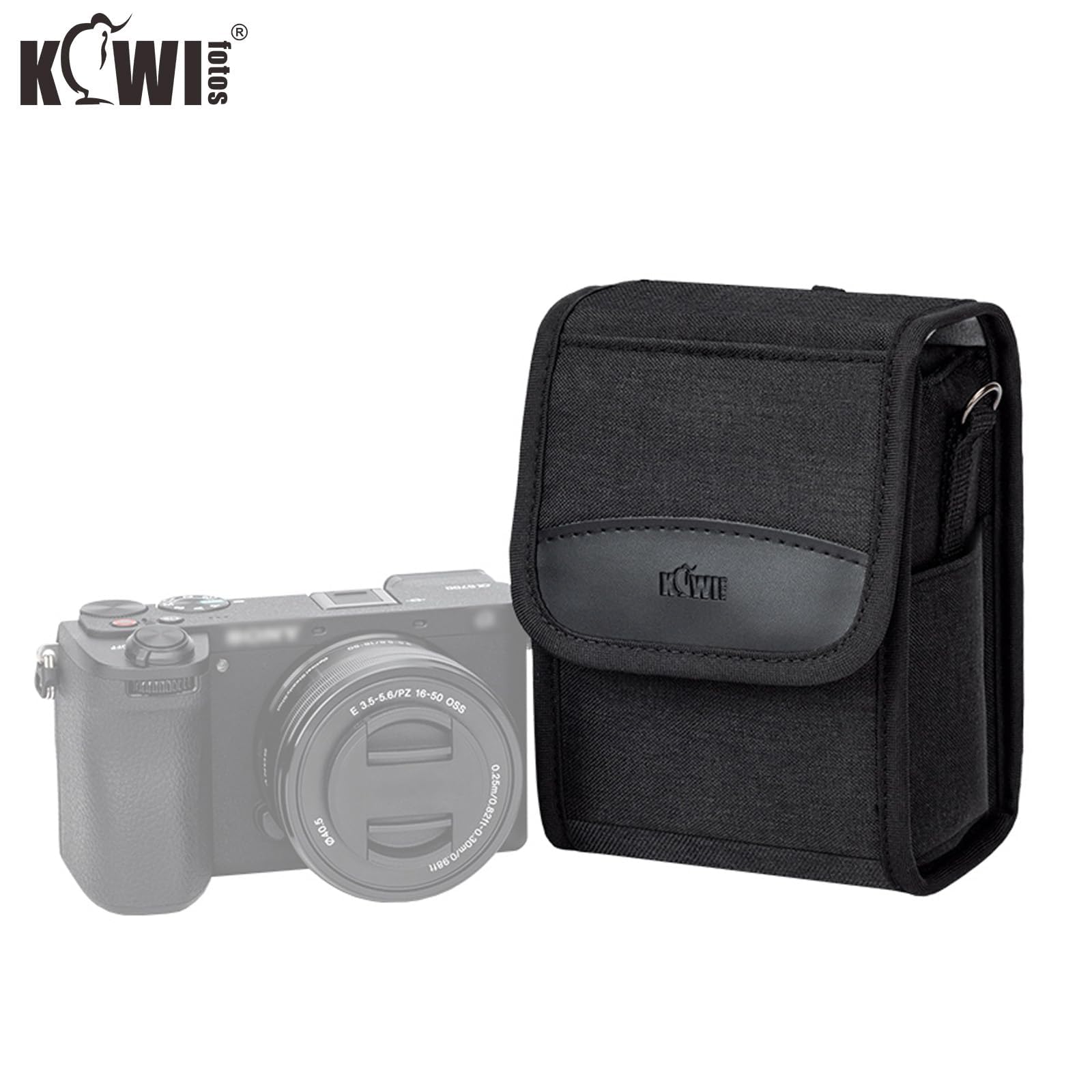 KIWIFOTOS Sacoche de Voyage compacte pour Appareil Photo numérique Leica SOFORT 2, Fuji XE5 X100VI X100V X100, Alpha A6700 A6600 A6000 avec Objectif 16-50 mm, Z30/Z50 avec Objectif 16-50 mm (Noir)