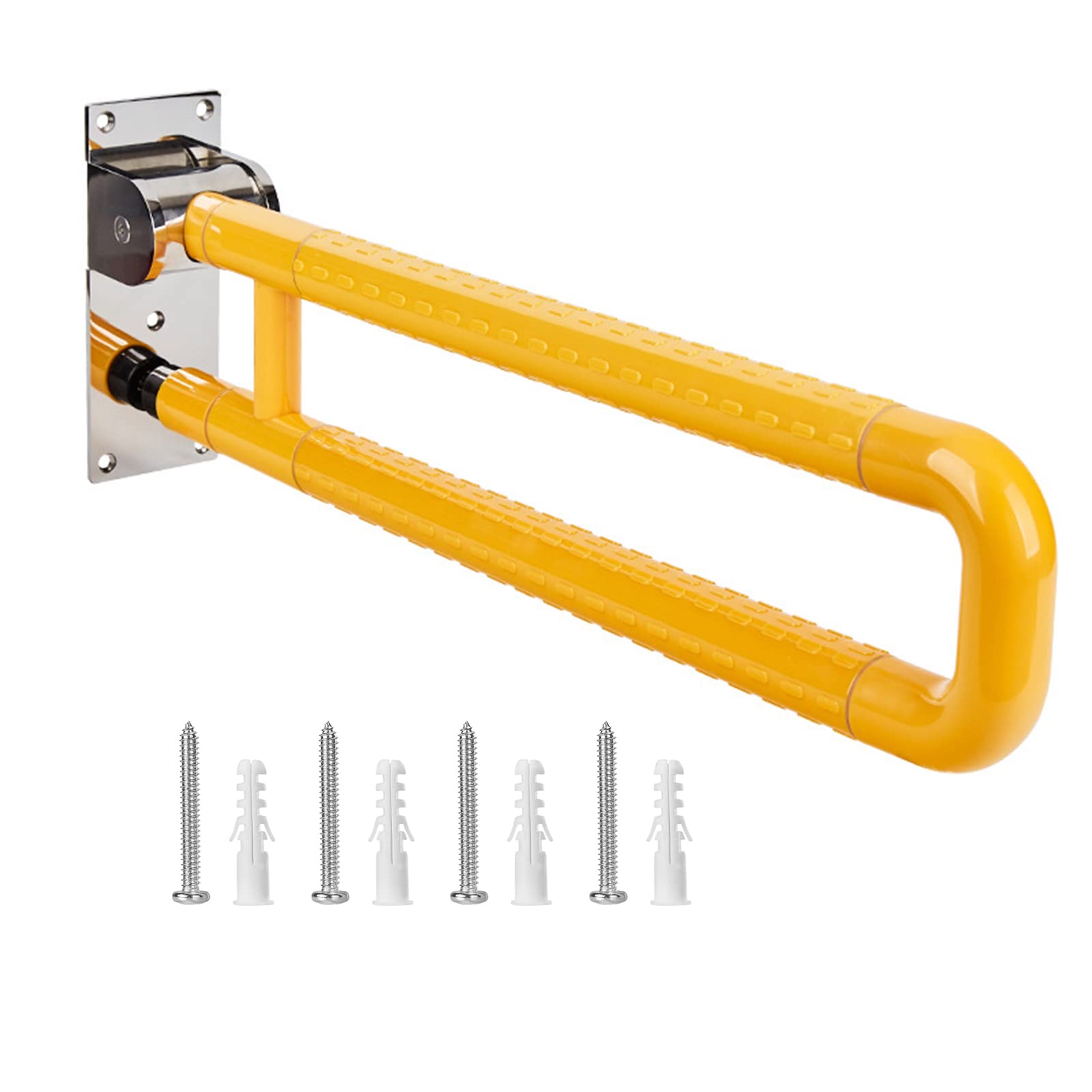WDSOPK Bathroom Grab Bars Rails Foldable Toilet Handrail Non- Safety Rail Toilet Aid Assist Support Bars Wall Mounted Grab Bar for Disabled Pregnant Elderly,White,75cm（Orange-75cm）