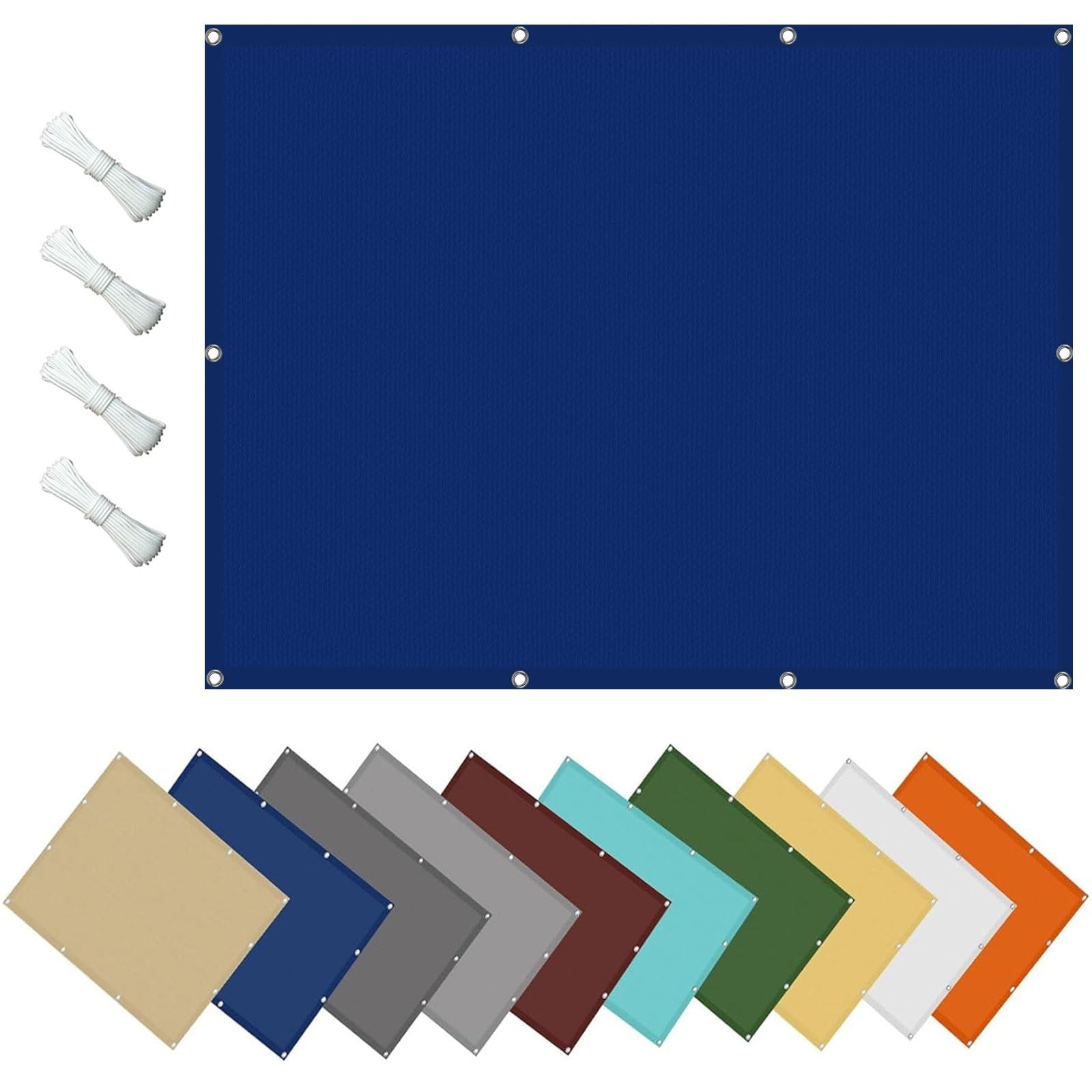 KLGFBDC Waterproof Sunscreen Canopy 5.5 x 6 m Square Shade Sail WeatherResistant Wind Protection with Grommets for Balcony Patio GardenDark Blue Outdoor Awning