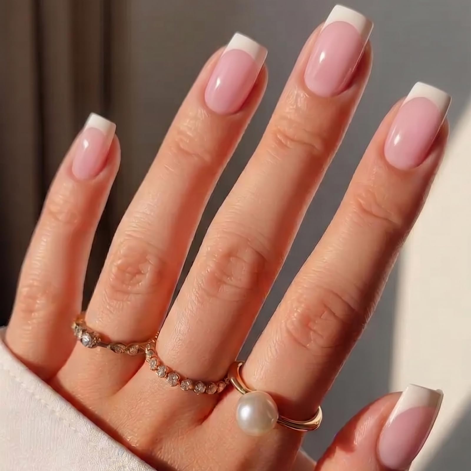Photo 1 of UNA GELLA French Tip Square Press On Nails