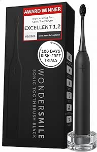 Wondersmile Sonic Toothbrush PRO - Test Winner 2026* -100 Days Risk-Free Test - Electric Toothbrush with 4 Cleaning Programmes - 60-Day Power Battery with Smart Brush Head (Ultimate Black)