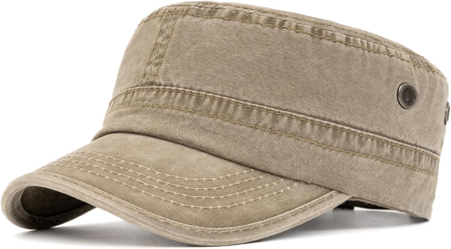 Malaxlx Military Cadet Army Cap for Men Women – Washed Cotton Vintage Adjustable Flat Top Hat