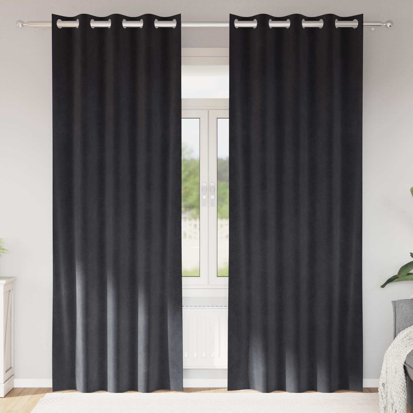 vidaXL Zasłony zaciemniające 2 szt. ciemnoszary 140 x 245 cm Welur | Blokują większość światła, idealne do stworzenia przytulnej atmosfery, Mega łatwe do zawieszenia i przesuwania,