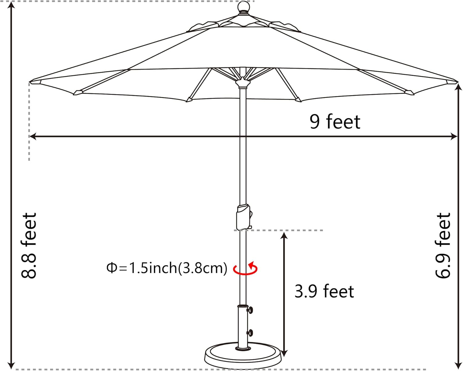 EliteShade USA 10-Year-Non-Fading 9Ft Market Umbrella Patio Umbrella Outdoor Table Umbrella with Ventilation, Antique Beige - Image 5