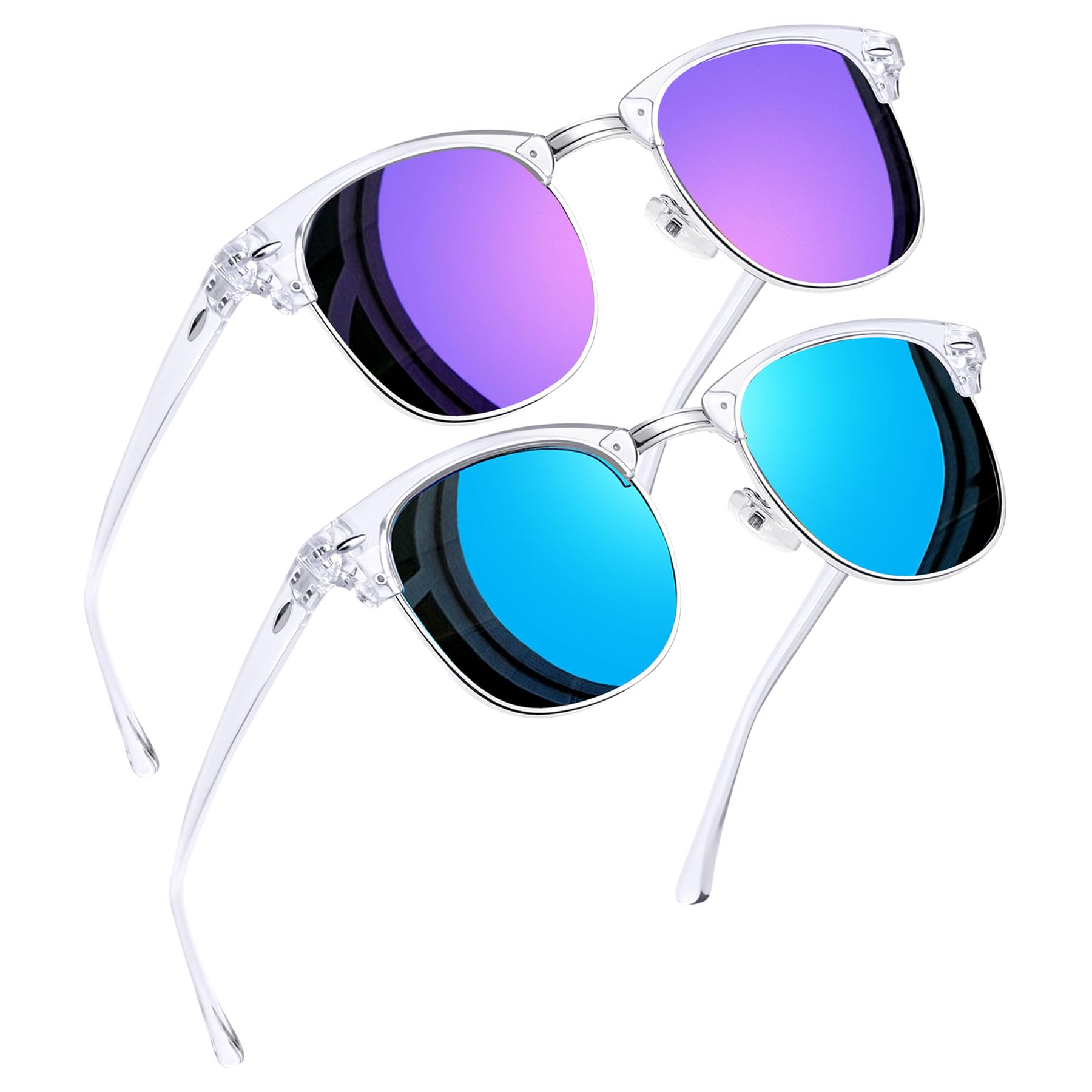 Joopin Half Frame Sunglasses UV Protection Vintage Browline Sun Glasses