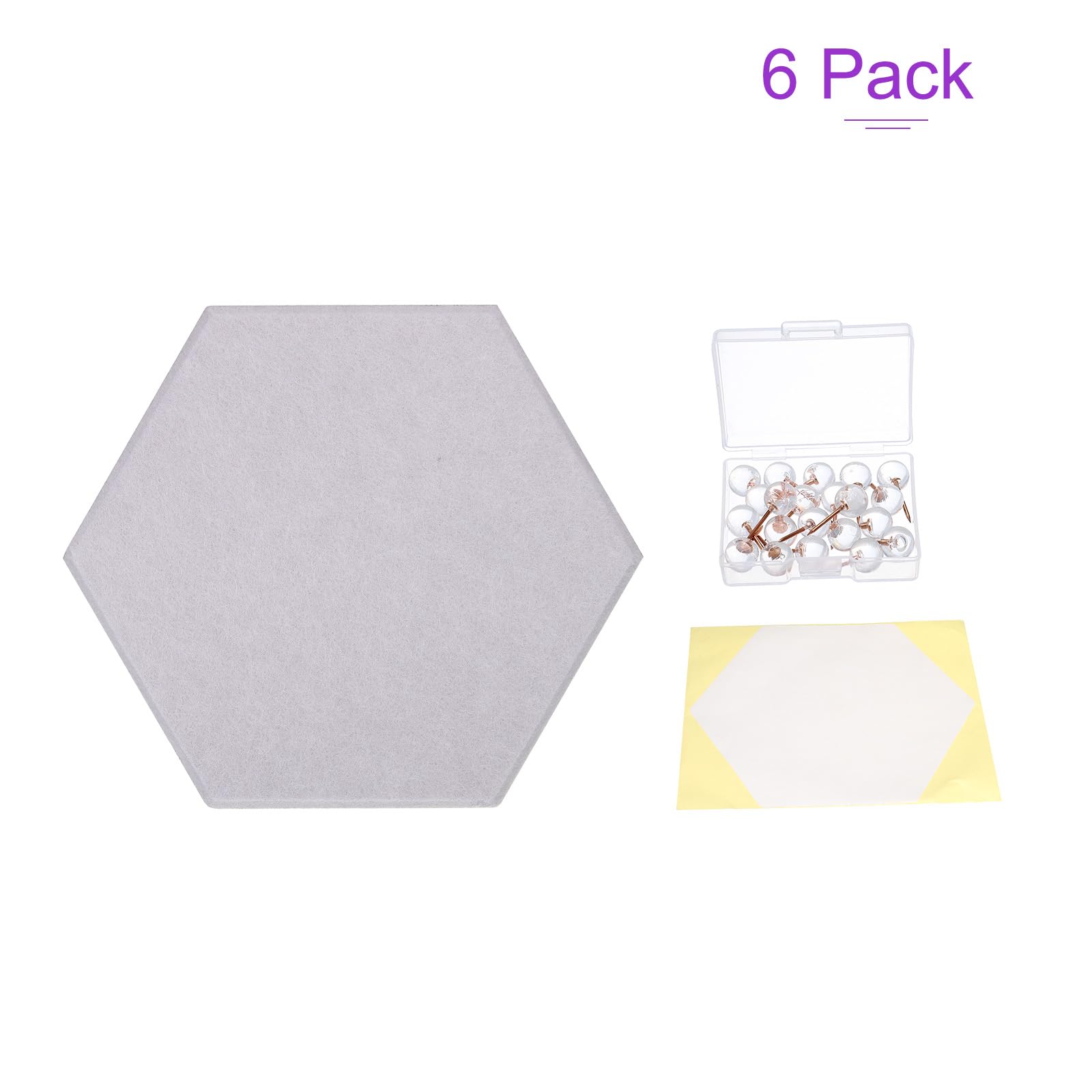 DMiotech 6er Pack 12x10 Zoll Graue Filz-Pinnwand Memo-Hinweis Sechseckige Filztafel mit Pins für Büro, Zuhause und Klassenzimmer Dekoration