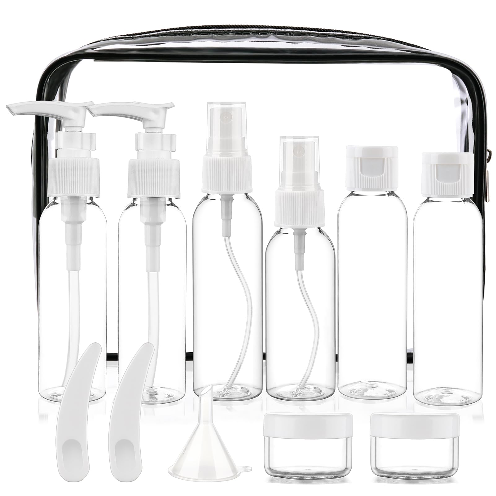 Travel Size Bottles for Toiletries 13 Pack 2oz TSA Approved Toiletry Bottles Leak Proof Travel Kit for Women Men TSA Clear Toiletry Bag Shampoo Lotion Skincare Cosmetic Container (Transparent)