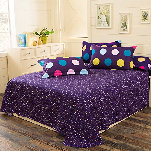 Couvre-lit en coton et drap plat imprimé feuilles 160x230cm lit simple double