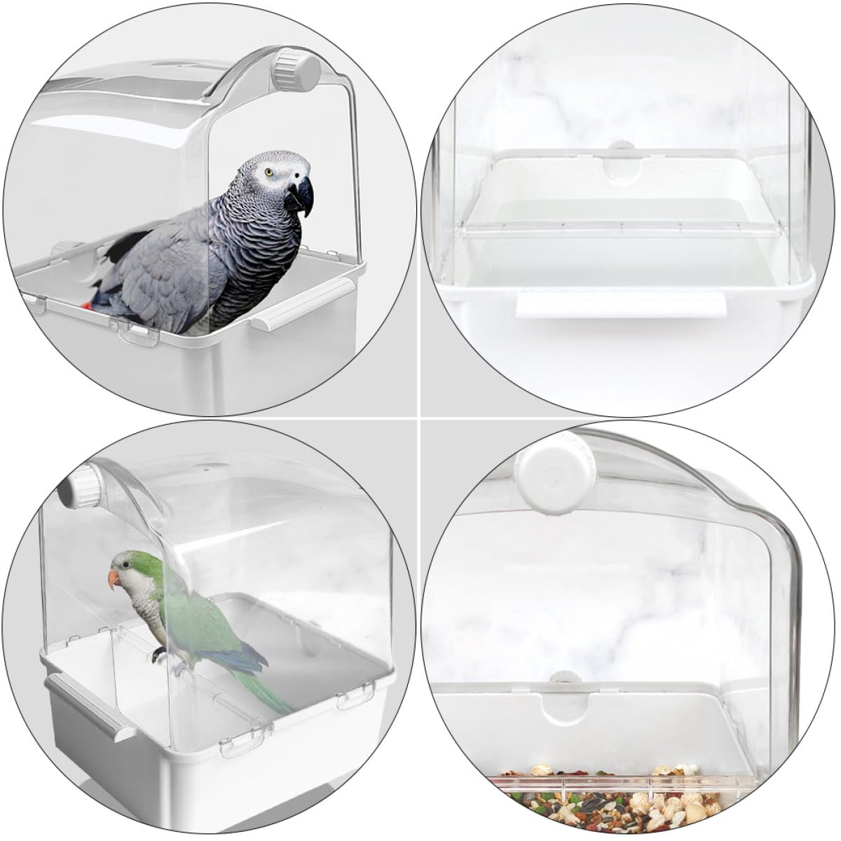 VICASKY Wellensittich Badewanne aus Weißem Kunststoff mit Wasserspritze Natürlich Reinigend und Stresslösend für Conure und Liebesvögel im Vogelbedarf