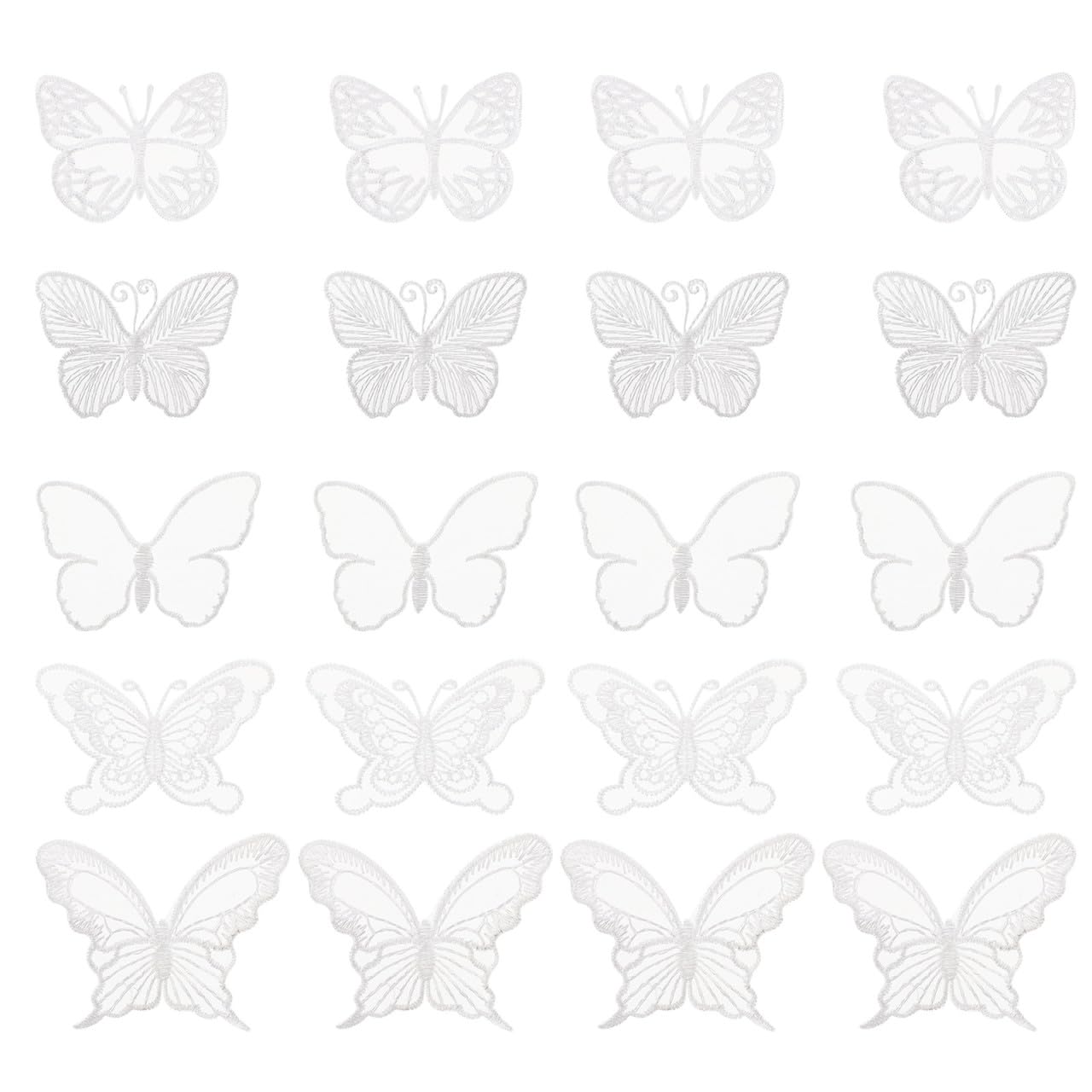 Didiseaon 200 Pezzi Applique Farfalla Ricamata Bianca in Poliestere per | Decorazione e Copertura Parti Usurate, per Lavori Creativi, Stile Delicato