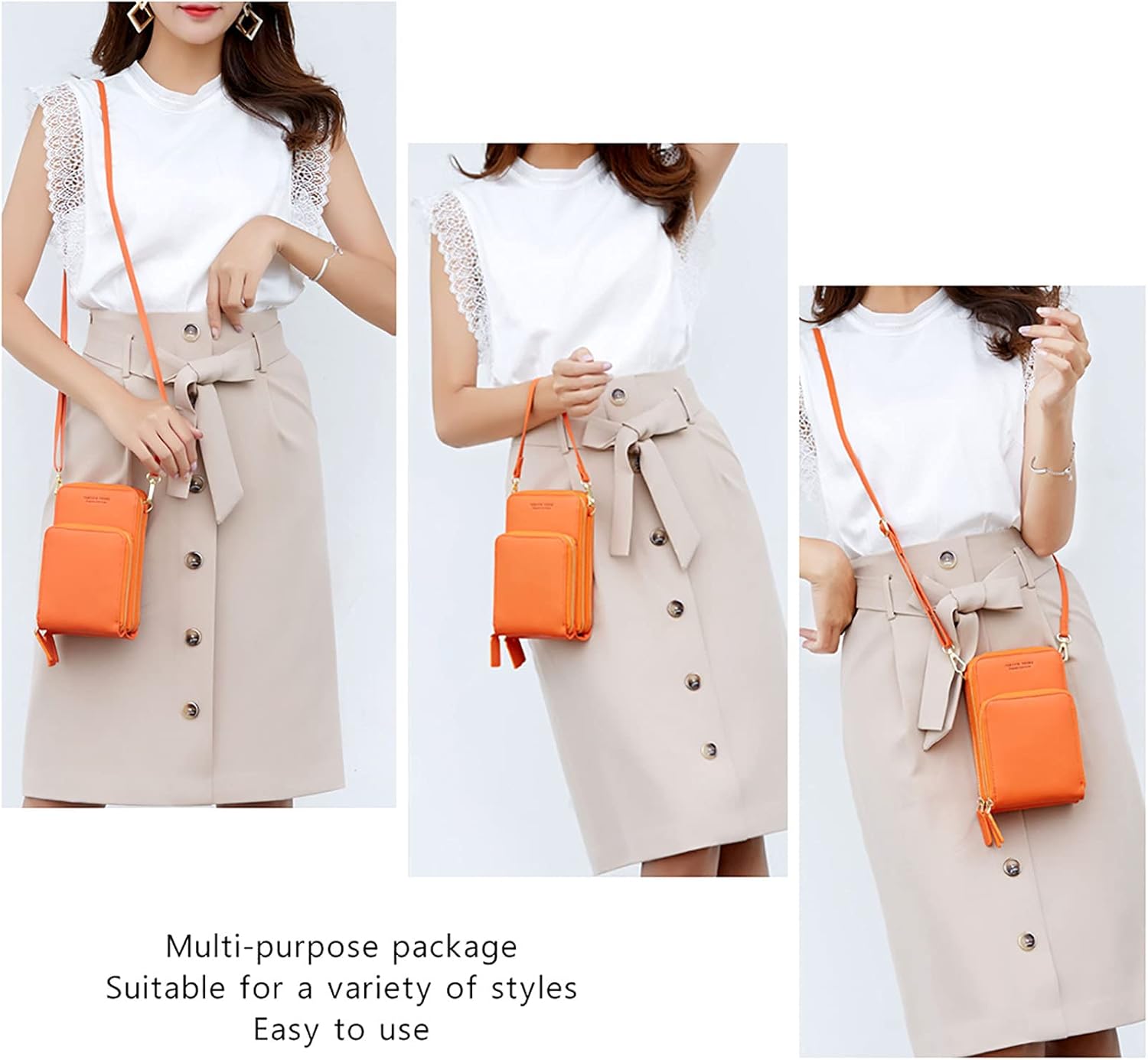 myfriday Small Leather Crossbody Bag for Women with Guitar Strap Mini Crossover Bags & Shoulder Purses with 2 Card Slots - Image 2