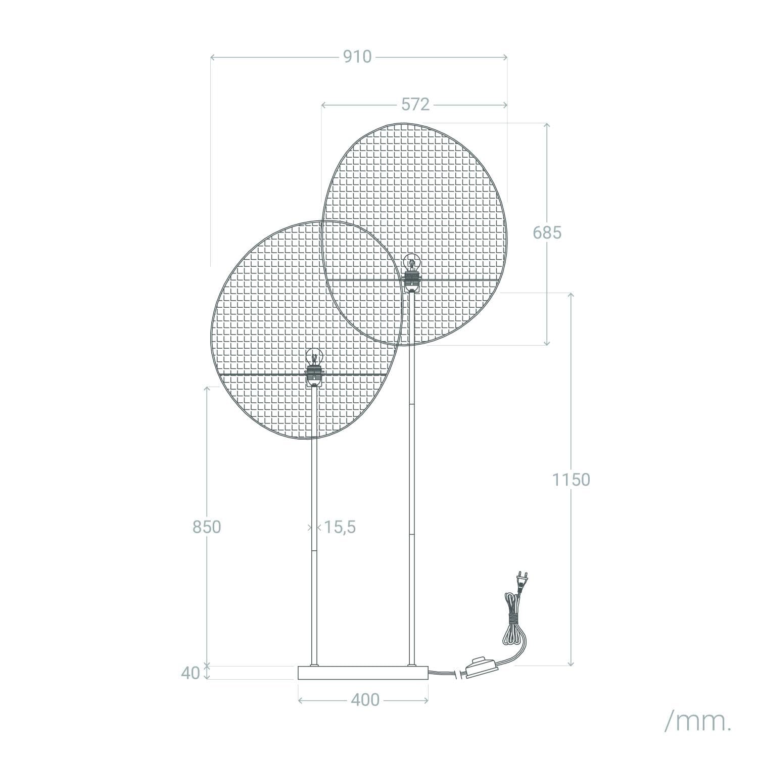 LEDKIA Lampada da Terra Metallo e Tessuto Elliptica Nero | Compatibile con Lampadina E27 220-240V | Design Ovale Versatile per Ogni Stile