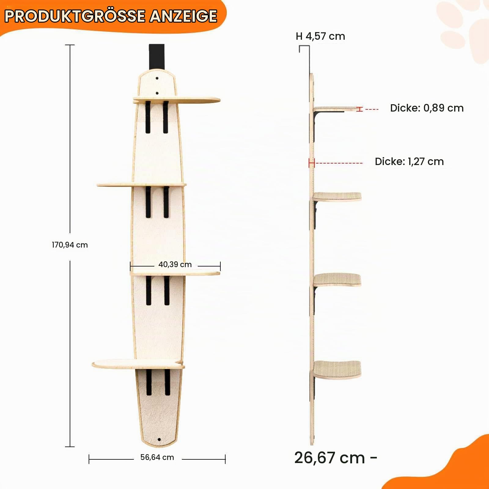 Türhängendes Katzenregal, Vielseitige Over The Door Cat Perch, Hängender Haustier-Sprungregal, 4-stufige Katzenbaum mit Regalen