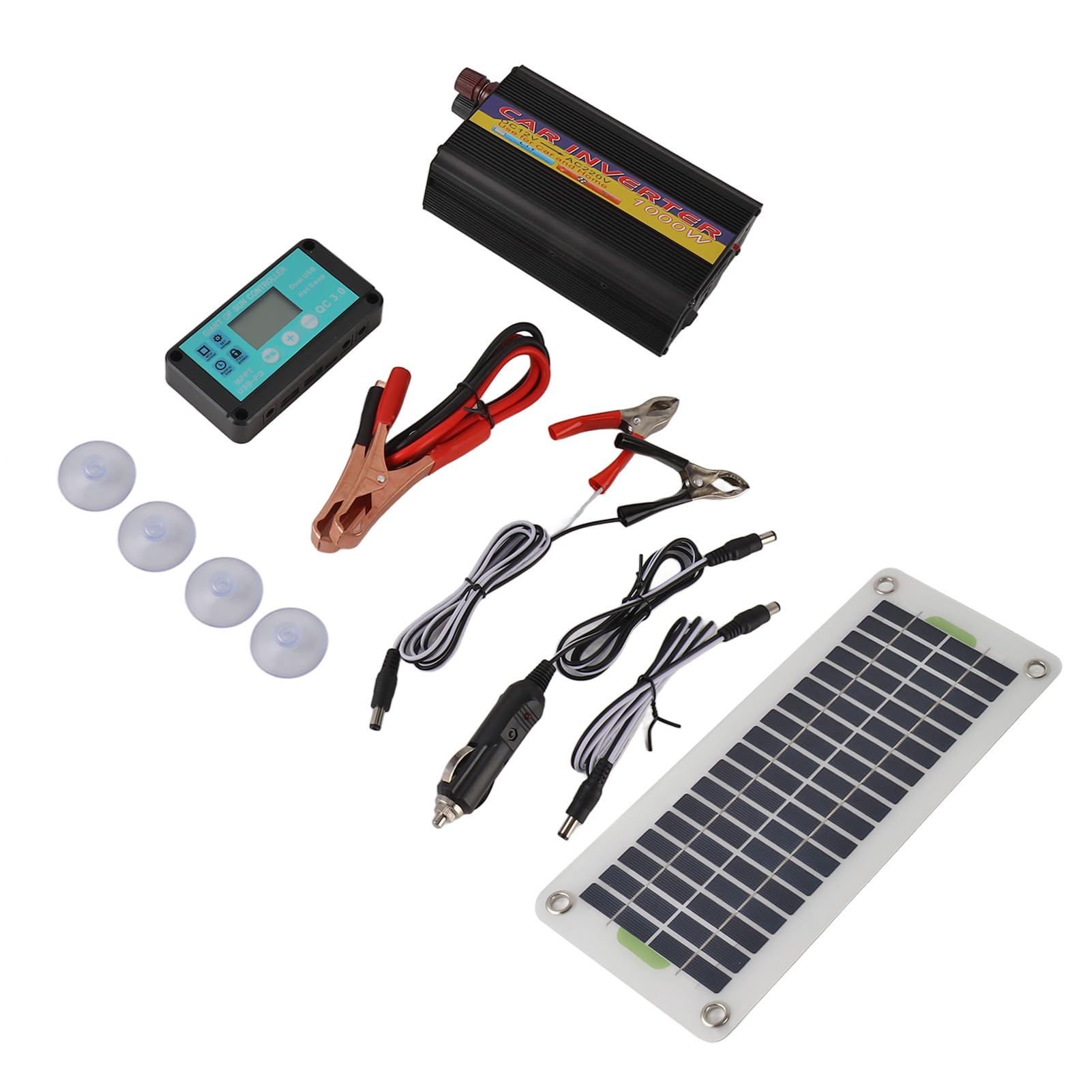 Denash 30W Effiziente Polykristalline Silizium -Solarpanel mit MPPT -Ladungsregler und 1000W Wechselrichter für Schnelle Batterieladungen für Alle Arten von Batteriewagen ABS Material Geeignet