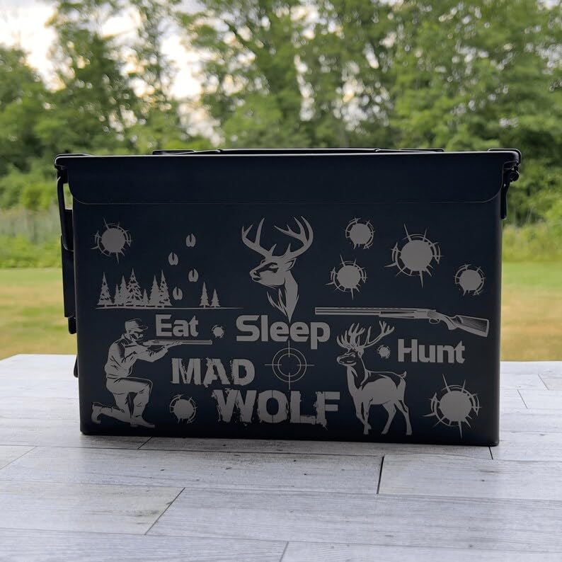 HNEEDS Personalized Metal Ammo Can, .30, .50 Calibers Solid Steel Military Metal Ammo Box with Airtight Sealed Lid to Protect Ammunition Gear (.50 Caliber)