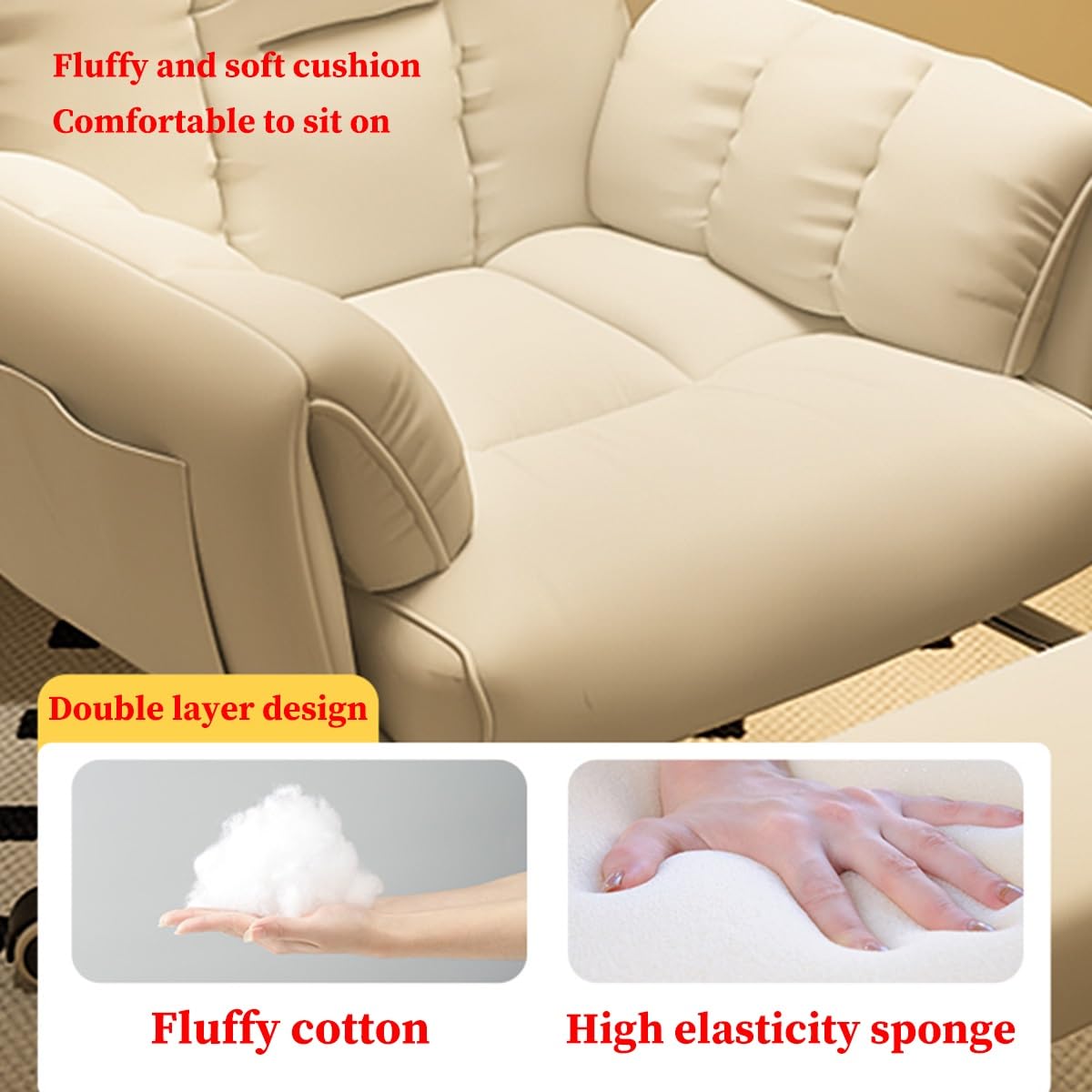 Sedia direzionale ergonomica regolabile in altezza con braccioli e rotelle, comoda seduta per casa e ufficio con poggiapiedi per il massimo relax