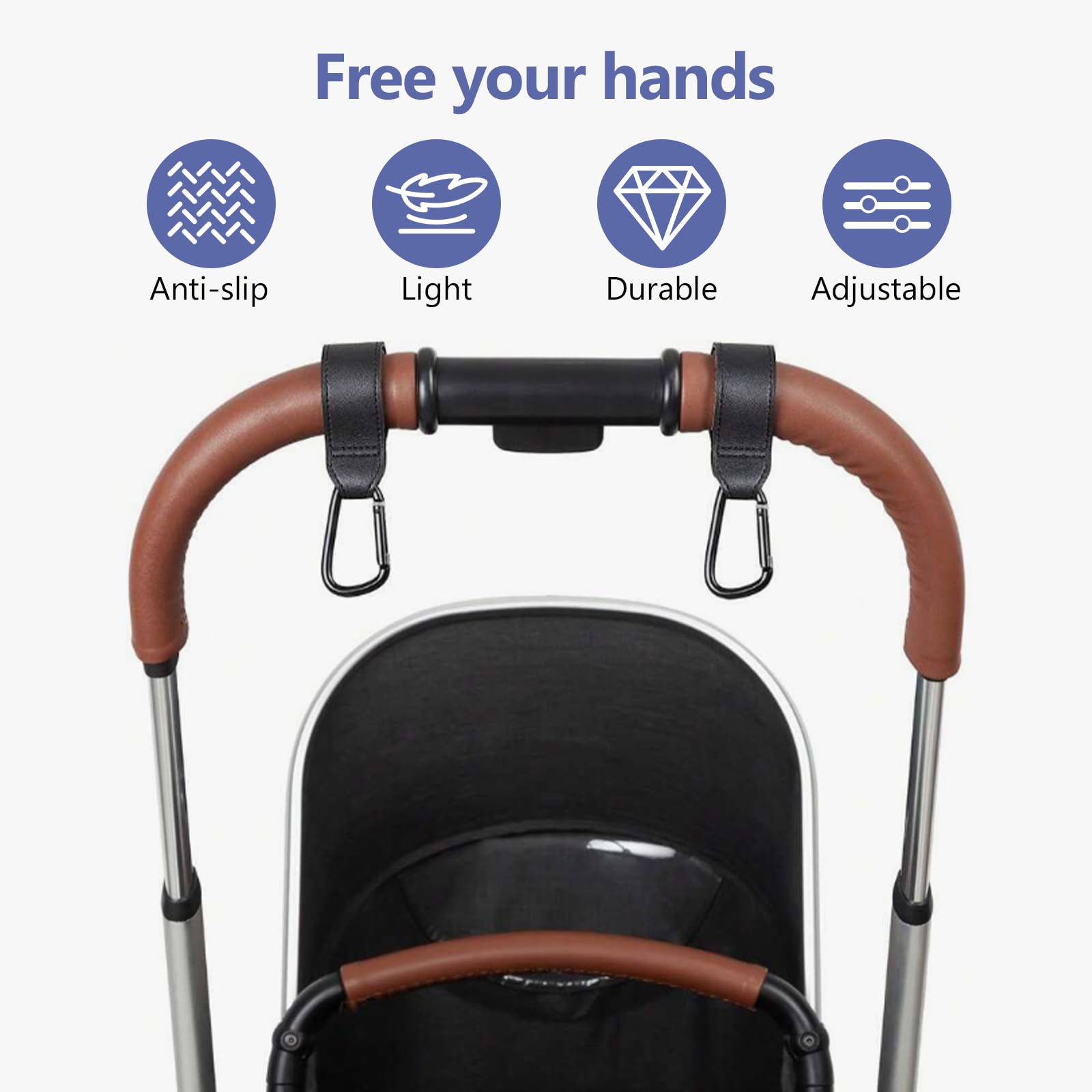 4 Pezzi Ganci per Passeggino, Accessori per Passeggino, Ganci Carrozzina Porta Borse con Moschettone Clip Carrozzina, per Borsa Fasciatoio Borse, Bag Sospese, Borraccia