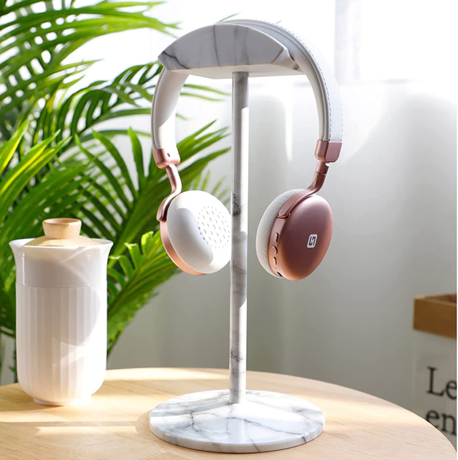 Support pour Casque Support Casque Support De Casque En Métal Créatif Support De Casque En Noyer Support De Stockage De Support De Casque Support D'écouteur Largement Compatible Support de Casque ( Bl