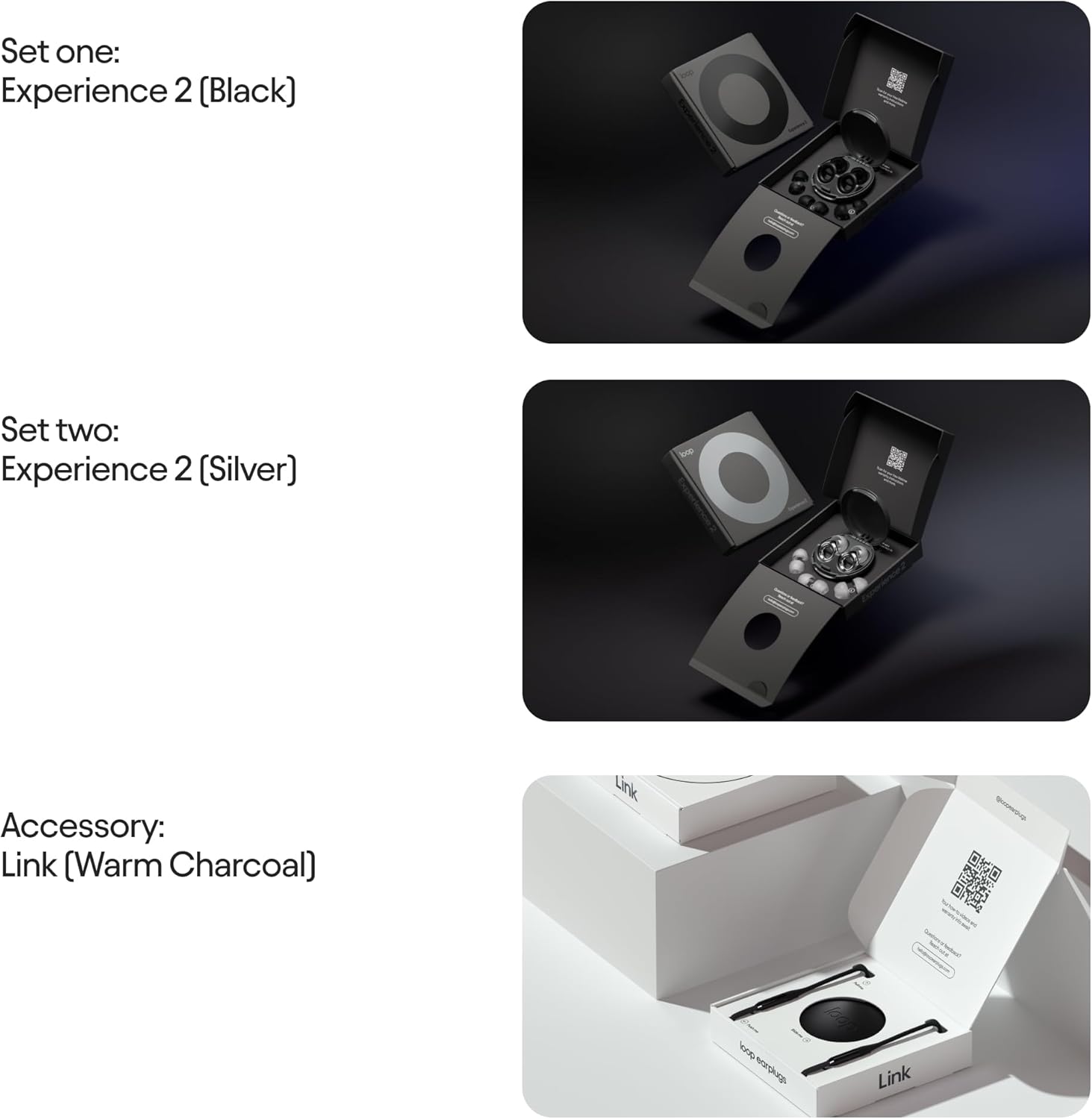 Loop Earplugs Experience Link Bundle – Loop Experience 2 (2-Pack) + Loop Link | Reusable Ear Plugs for Concerts, Live Events, Festivals, Motorcycles, Noise Sensitivity & More | 18 dB Noise Reduction