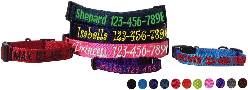 Dogline Dark Teal Customizable Personalized Nylon Collar (W: 3/8" L: 9"-13")