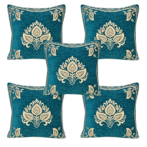 Image of Sofa Seater Slip Covers with Arm and Cushion and Table Cover - 3+2 Seater Velvet Sofa Cover Set for Single Sofa Couch - 5 Seater Sofa Seat Protector Slip and Back Covers, 2701 Sky