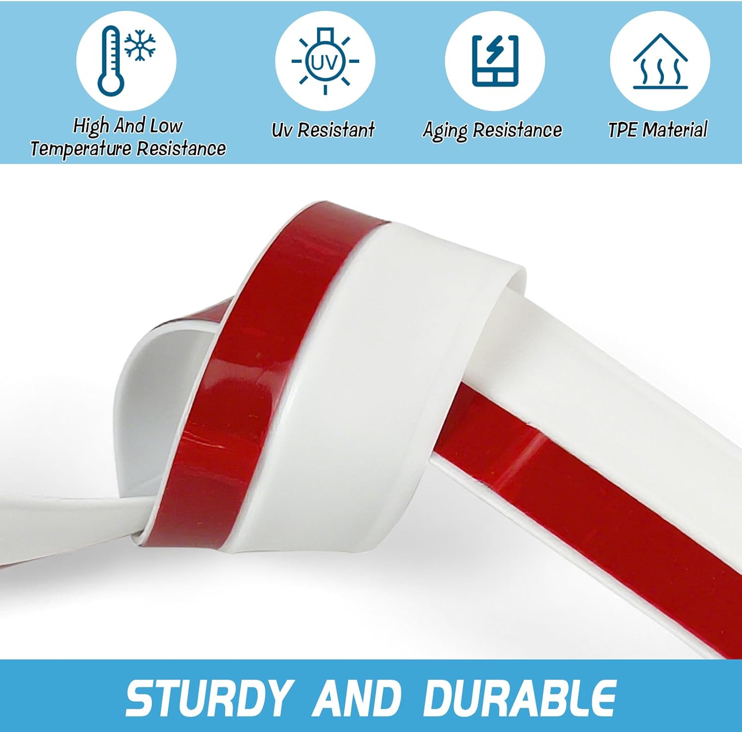 50 Ft Garage Door Seal Top and Sides - White Universal TPE Weather Stripping Kit, Weatherproofing Garage Door Insulation Strip Replacement, Rubber Trim to Stop Drafts, Dust, Rain & Rodents