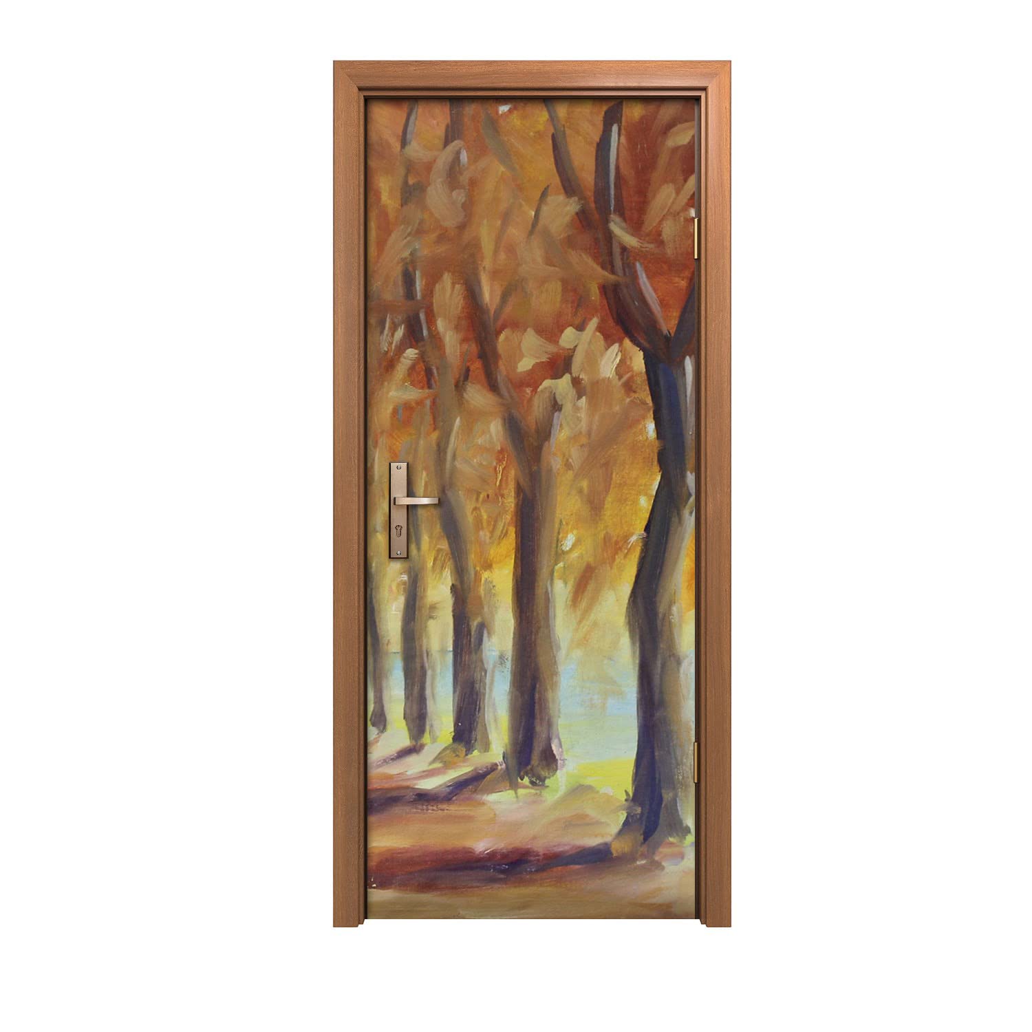 Autocollant de porte automne 80x200 cm poster de porte trompe l'oeil nature