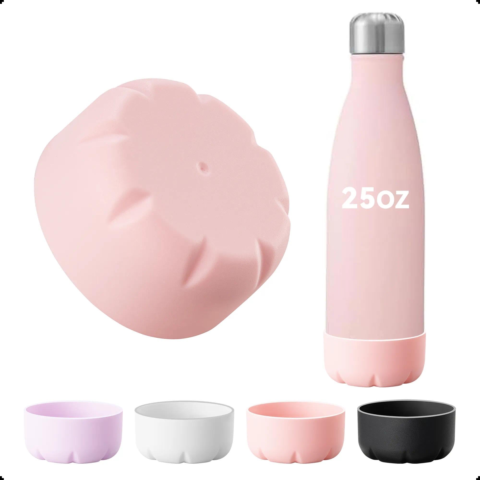 Prurex Silicone Water Bottle Boot - Bottom Protector Cover for Swell, Mira and Iron Β°Flask Retro 25 OZ Cola - Shape Sport Insulated Water Bottles (Lt Pink)