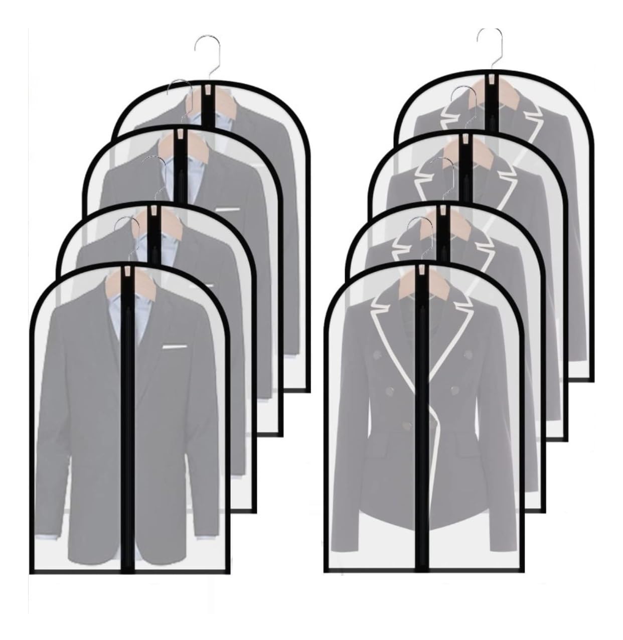 Bolsa de Traje Antipolvo Bolsa De Ropa Colgante Para Vestidos, Fundas De Ropa Transparentes Con Cremallera Completa, Protector De Ropa, Bolsas Para Traje, Chaqueta, Abrigo, Vestido, 8 Uds. Fundas de R