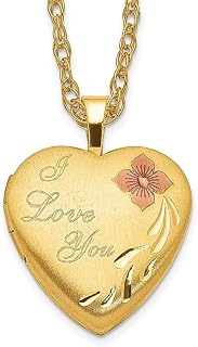Colar de corrente com pingente de medalhão de 16 mm com flor esmaltada I Love You com pingente de coração de 1/20 que contém imagens, joias modernas para mulheres, presentes para ela, esmalte