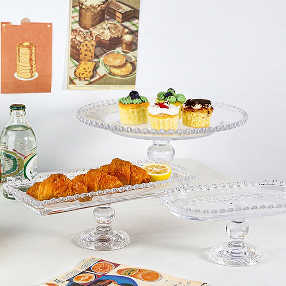 OUNONA Crystal Glass Fruit Tray, 19.5 cm (7.67 inch) Decorative Serving Platter for Kitchen Counter Afternoon Tea and Parties, Elegant Snack and Dessert Display Tray