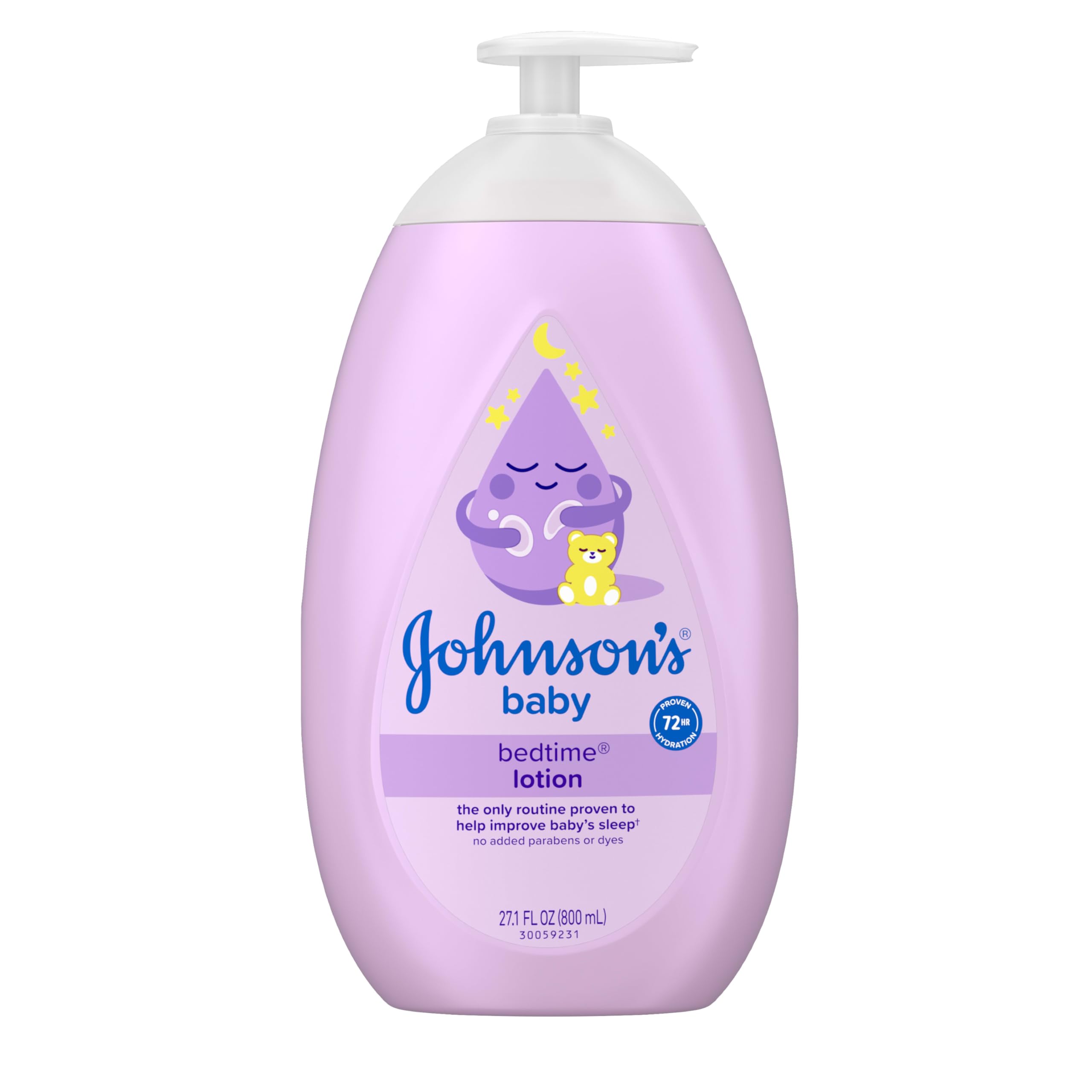Johnson's BabyBedtime Lotion, Soothing NaturalCalm Aromas, Gentle Nighttime Baby Lotion, Helps Relax & Soothe, Hydrating, No added Parabens & Dyes, 27.1 fl. oz