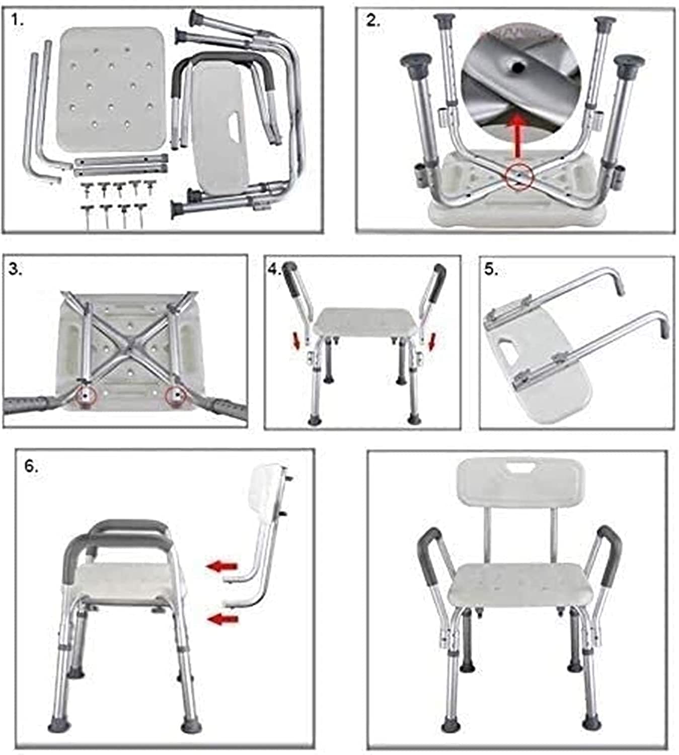 Asientos de Ducha, sillas de Ducha para Personas Mayores, Silla de Ducha para Ancianos, Asientos de Ducha, con Brazos y Respaldo, Taburete de Ducha de Seguridad para baño, Ayuda pa