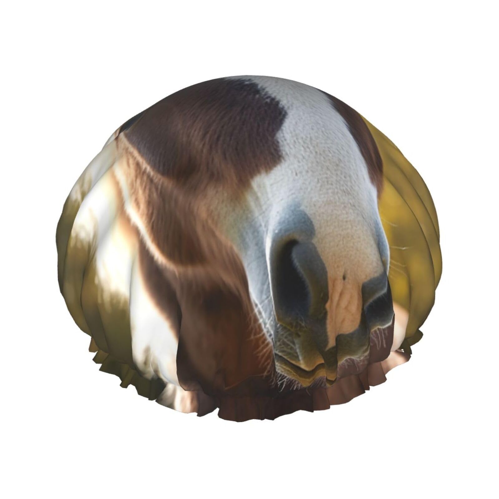Animal Pony Horse Shower Cap for Women Reusable Waterproof Shower Bonnet Washable Elastic Band Bath Hair Hat Double Layered Bath Cap Extra Large for Long Hair