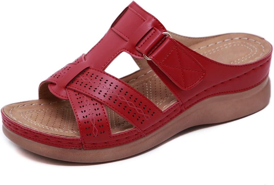 – Ladies Sandals Wedge Heel Open Toe Flip Flops for Summer Causal Daily Wear with Adjustable Buckle Size 5-12 UK