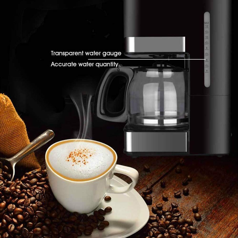 Ekspres do kawy Espresso 800W Wysokowydajny ekspres do kawy ze stali nierdzewnej Przenośny ekspres do kawy typu kroplowego do espresso, kawy cappuccino (czarny) (czarny) The New