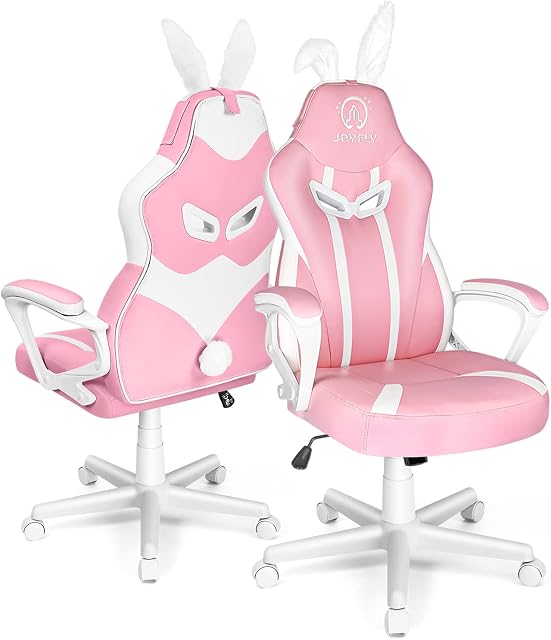 JOYFLY Pink Gaming Chair for Girls, Gamer Chair for Teens Adults Computer Chair Game Chairs Ergonomic PC Chair with Height Adjustable, Bunny ChairPink